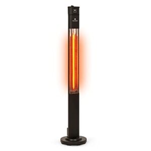 blumfeldt Heat Guru Plus Standheizstrahler - Stand Heizstrahler mit 2000 W Leistung, 3 Heizstufen, Infrarotstrahler mit Timer, 60° Oszillation, Carbon-Heizelement, Fernbedienung, Edelstahl, Schwarz