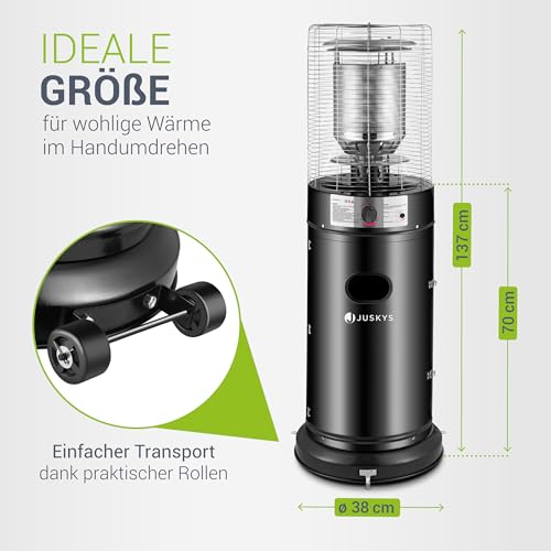 Juskys Outdoor Heizstrahler Cuna mit 11 kW Gas-Brenner - Heizpilz Terrassenheizer mit Gas für Terrasse Balkon und Garten - für 5 und 11 kg Gasflaschen – Bild 4