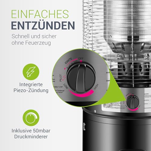Juskys Outdoor Heizstrahler Cuna mit 11 kW Gas-Brenner - Heizpilz Terrassenheizer mit Gas für Terrasse Balkon und Garten - für 5 und 11 kg Gasflaschen – Bild 5