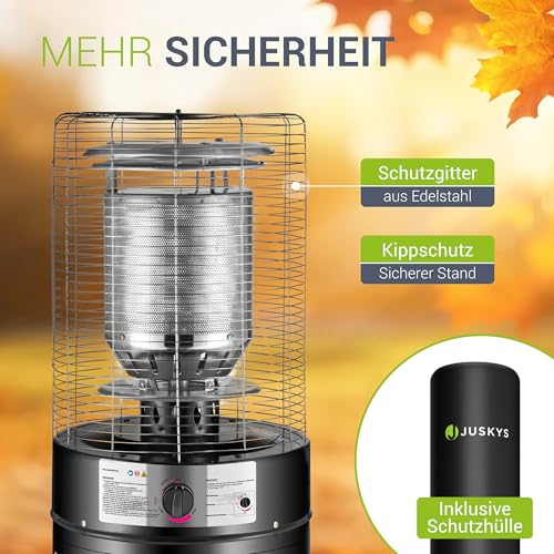 Juskys Outdoor Heizstrahler Cuna mit 11 kW Gas-Brenner - Heizpilz Terrassenheizer mit Gas für Terrasse Balkon und Garten - für 5 und 11 kg Gasflaschen – Bild 6
