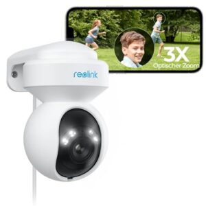 Reolink 5MP PTZ Überwachungskamera Aussen,3X Optischer Zoom, 2,4/5GHz WLAN Kamera Outdoor mit Personen-/Fahrzeugerkennung, Automatischer Verfolgung, Vollfarb-Nachtsicht, 2-Wege-Audio, E1 Outdoor