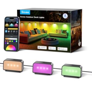 Govee Outdoor Zaun Wandleuchte Außen Funktioniert mit Matter und Alexa, RGBWIC Zaunleuchte mit 4000K weißem Licht, Musikmodus und 60 Szenenmodi für Zaun Terrasse Garten Wand, IP65 Wasserdicht,6 Stück