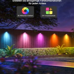 Alternative view of Govee Outdoor Zaun Wandleuchte Außen Funktioniert mit Matter und Alexa, RGBWIC Zaunleuchte mit 4000K weißem Licht, Musikmodus und 60 Szenenmodi für Zaun Terrasse Garten Wand, IP65 Wasserdicht,6 Stück