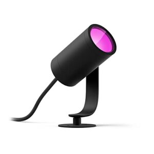 Philips Hue White & Color Ambiance Lily Gartenspot Standard Set mit 40W Netzteil (590 lm), dimmbare Außenleuchte mit 16 Millionen Farben, smarte Lichtsteuerung über Sprache oder App, schwarz