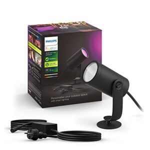 Alternative view of Philips Hue White & Color Ambiance Lily Gartenspot Standard Set mit 40W Netzteil (590 lm), dimmbare Außenleuchte mit 16 Millionen Farben, smarte Lichtsteuerung über Sprache oder App, schwarz