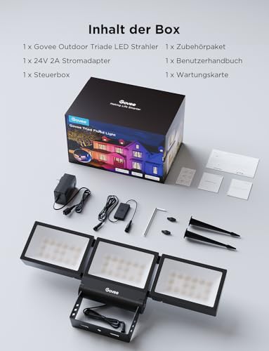 Govee Outdoor Triade LED Strahler, RGBIC Fluter Außen mit 4500LM Warmweiß und Kaltweiß, Aluminiumlegierung, IP66 Wasserdicht, Smart Flood Lights Funktioniert mit Matter, Alexa & Google Assistant – Bild 7