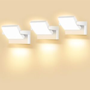 GXXG 3 Stück 40W LED Wandlampe Außen 4000 Lumen Modern Wandleuchten Aussen/Innen Warmweiß 3000K Außenwandleuchte weiß mit 350° Schwenkbar LED Panel Wasserdicht IP65