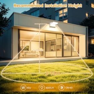 Alternative view of GXXG 3 Stück 40W LED Wandlampe Außen 4000 Lumen Modern Wandleuchten Aussen/Innen Warmweiß 3000K Außenwandleuchte weiß mit 350° Schwenkbar LED Panel Wasserdicht IP65