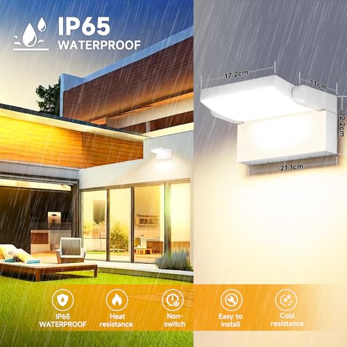 GXXG 3 Stück 40W LED Wandlampe Außen 4000 Lumen Modern Wandleuchten Aussen/Innen Warmweiß 3000K Außenwandleuchte weiß mit 350° Schwenkbar LED Panel Wasserdicht IP65 – Bild 3