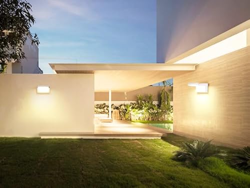 GXXG 3 Stück 40W LED Wandlampe Außen 4000 Lumen Modern Wandleuchten Aussen/Innen Warmweiß 3000K Außenwandleuchte weiß mit 350° Schwenkbar LED Panel Wasserdicht IP65 – Bild 7