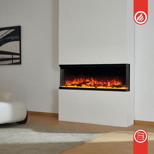 KAMINIO Elektrokamin LEA - Elektrischer 3-in-1 Kamin mit Panoramaview, Heizung, 3D-Flammeneffekt, 12 Flammenfarben, Fernbedienung (42 Zoll) – Bild 2