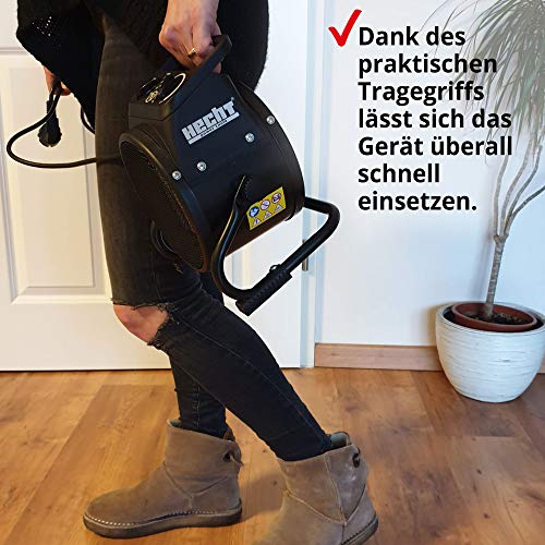 HECHT Keramik Heizstrahler (NEU) – Tragbare Heizer mit 2000W oder 3000 Watt – Thermostat – Überhitzungsschutz – allergikerfreundlich – leise – Elektroheizkörper für z.B. Wohnzimmer, Badezimmer, Büro – Bild 6