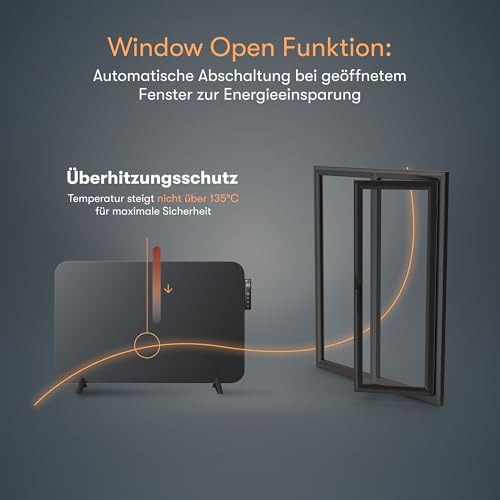 BR Bringer Metall Infrarotheizung 450 Watt mit Smart Thermostat und Fernbedienung, WIFI und App - als Wandheizung oder mobiles Standgerät, Energiesparend - Deutsche Qualitätsmarke (schwarz) – Bild 5