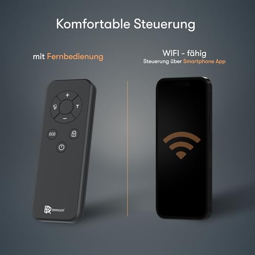 BR Bringer Metall Infrarotheizung 450 Watt mit Smart Thermostat und Fernbedienung, WIFI und App - als Wandheizung oder mobiles Standgerät, Energiesparend - Deutsche Qualitätsmarke (schwarz) – Bild 6