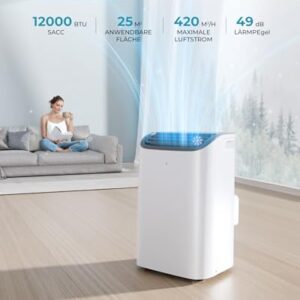 Alternative view of EUHOMY Mobile Klimaanlage 12000 BTU mit Abluftschlauch | 3-in-1 Mobiles Klimagerät: Kühlen, Entfeuchten, Ventilieren | 4-Stufen-Lüfter | 410 m³/h | Energieeffizienzklasse A | <50 dB | 24h-Timer