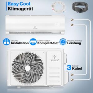 Alternative view of KESSER® Klimaanlage Set Split - mit WiFi/App Funktion Klimagerät - Kühlen A / Heizen A - 9000 BTU/h (2.600 Watt) Kältemittel R32 - Fernbedienung, Timerfunktion - Inkl. komplettem Montagematerial