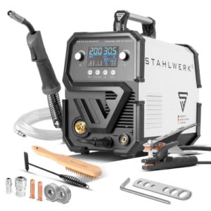 STAHLWERK Schweißgerät MIG MAG 200 ST - Digital, kompakt & leistungsstark, Inverter mit 200 A, Schutzgas-, FLUX- und MMA/ARC-Schweißen, Spot-Funktion, synergischer Drahtvorschub