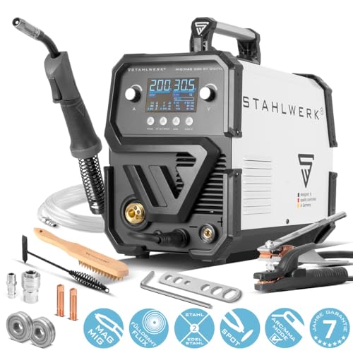 STAHLWERK Schweißgerät MIG MAG 200 ST - Digital, kompakt & leistungsstark, Inverter mit 200 A, Schutzgas-, FLUX- und MMA/ARC-Schweißen, Spot-Funktion, synergischer Drahtvorschub – Bild 2
