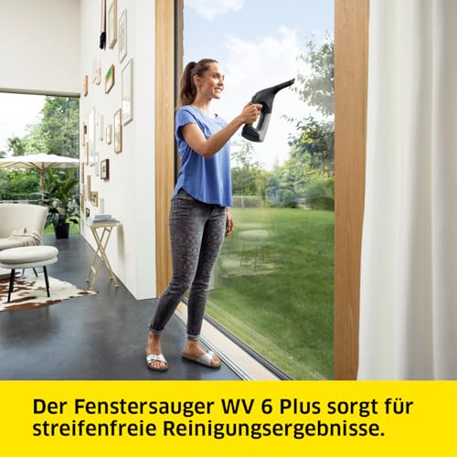 Kärcher Fenstersauger WV 6 Plus Multi Black Edition, extra lange Akkulaufzeit von 100 min, Sprühflasche mit Mikrofaserbezug, 3 farbige Ersatz-Abziehlippen, 20 ml Fensterreiniger-Konzentrat – Bild 2