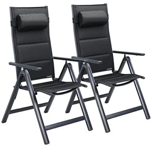 Casaria® Gartenstühle 2er Set Klappbar Gepolstert Alu 8- Fach Verstellbar 120 kg Belastbarkeit Wetterfest Outdoor Balkon Camping Hochlehner Klappstuhl