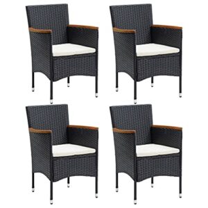 vidaXL 4X Garten Essstuhl Gartensessel Sessel Stuhl Gartenstuhl Stühle Rattanstuhl Rattansessel Stuhlset Gartenmöbel Poly Rattan Schwarz
