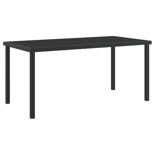 vidaXL Gartentisch Schwarz 160x80x73 cm Hartglas
