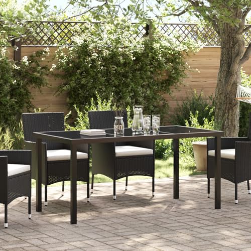 vidaXL Gartentisch Schwarz 160x80x73 cm Hartglas – Bild 2