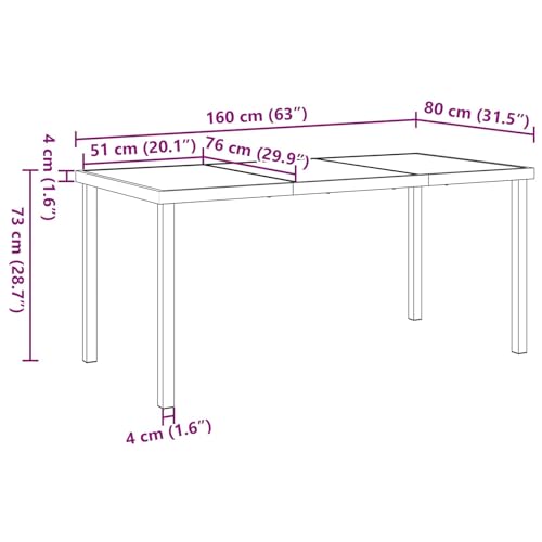 vidaXL Gartentisch Schwarz 160x80x73 cm Hartglas – Bild 3