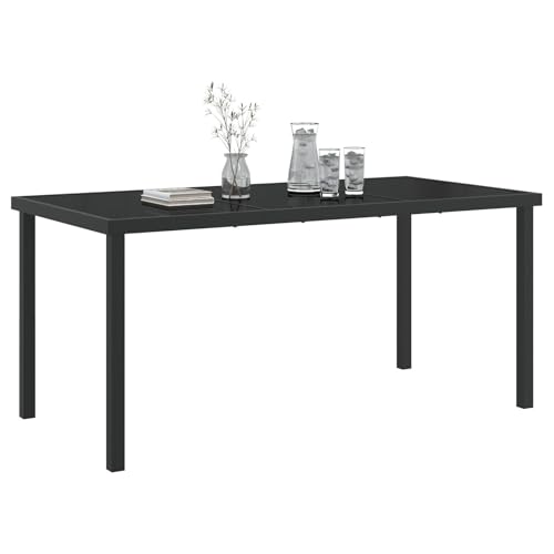 vidaXL Gartentisch Schwarz 160x80x73 cm Hartglas – Bild 4