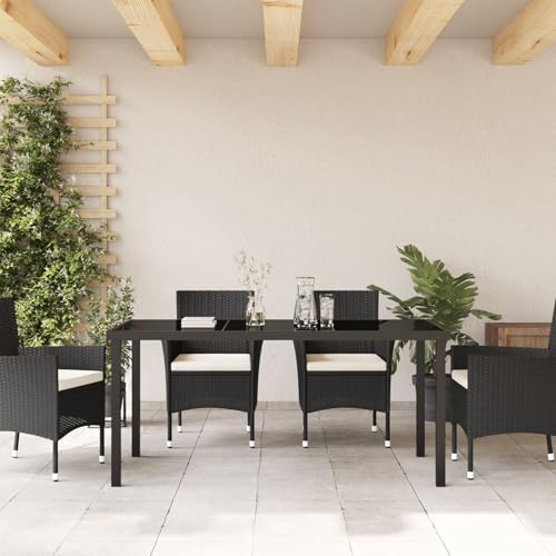 vidaXL Gartentisch Schwarz 160x80x73 cm Hartglas – Bild 5