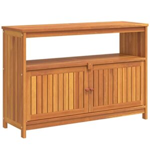 vidaXL Garten Konsolentisch, Gartentisch mit Holzrahmen, Beistelltisch Tisch mit 1 Ablage 1 Fach, Holztisch Balkontisch, Massivholz Akazie