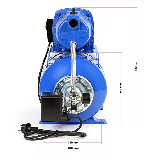 Wiltec Hauswasserwerk 600W 2800l/h Gartenpumpe mit Druckschalter und Manometer Wasserpumpe Druckkessel Druckbehälter Bewässerungspumpe Brauchwasserpumpe Regenwasserpumpe Wasserwerk – Bild 5