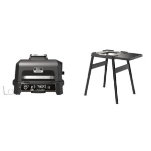 Ninja Woodfire Pro XL Elektrogrill,großer 4-in-1-Außengrill & Woodfire Verstellbarer Ständer und Beistelltisch