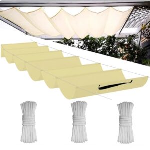 Einziehbare Welle Sonnensegel,Wellenmarkise Verstellbar Schutz vor UV-Strahlungen,Sonnenschutz,Wasserdicht,Garten,0.9x6M,Hellbeige