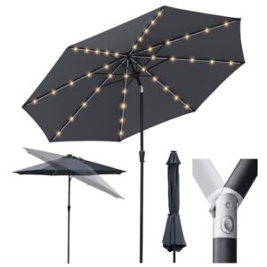 Sekey Solar-LED Sonnenschirm 300cm mit 40 LED, Windfester Gartenschirm UV 50 , Alu-Sonnenschirm mit Kurbel für Terrasse Balkon Garten