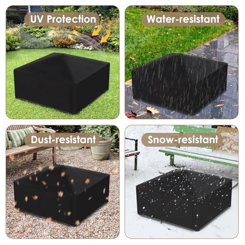 Feuerschale mit Grillrost und Funkenschutz, 3 in 1 Feuerstelle Outdoor Quadratisch mit Abdeckung, Feuerschalen für den Garten, BBQ, Camping, Feuerkorb für Terrasse Heizung, 81x81x51cm – Bild 7