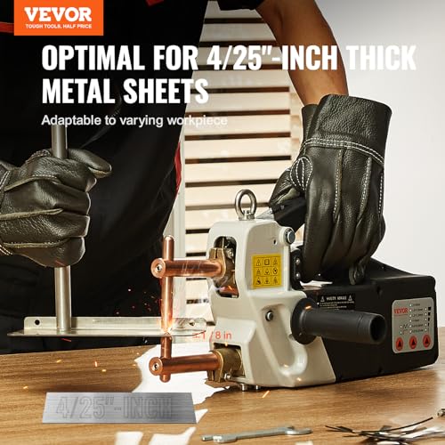 VEVOR Tragbares Punktschweißgerät, 4/25-Zoll-Punktschweißgerät mit 9,2 KVA Eingangsleistung, Handgeführtes Punktschweißgerät mit Schweißspitze für Bleche für Kohlenstoffstahl, Edelstahl, Aluminiumblec – Bild 2