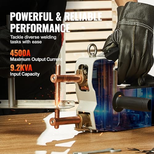 VEVOR Tragbares Punktschweißgerät, 4/25-Zoll-Punktschweißgerät mit 9,2 KVA Eingangsleistung, Handgeführtes Punktschweißgerät mit Schweißspitze für Bleche für Kohlenstoffstahl, Edelstahl, Aluminiumblec – Bild 3