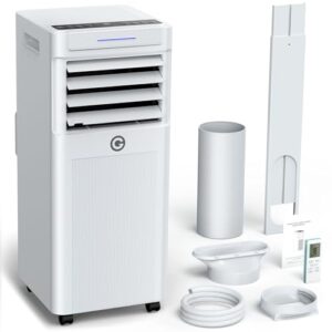 Klimaanlage Mobil 7000 BTU, 3-in-1 Mobile Klimaanlage mit Abluftschlauch, Kühlen,Entfeuchten,Luftzirkulation, LED Display&Fernbedienung, 24h-Timer, Leise&Energieeffizient, Für Räume bis zu 68 m³(20㎡)