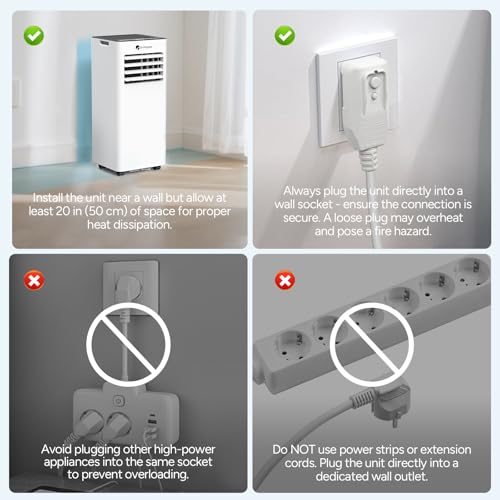 DR.PREPARE Mobiles Klimagerät 7000 BTU mit APP, 4 in 1 Mobile Klimaanlage Tragbare Kühlung, Luftentfeuchter, Ventilator & Schlafmodus mit Fernbedienung, kühlt bis zu 20 m², 1-24H Timer – Bild 10