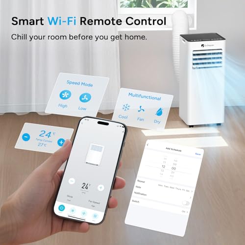DR.PREPARE Mobiles Klimagerät 7000 BTU mit APP, 4 in 1 Mobile Klimaanlage Tragbare Kühlung, Luftentfeuchter, Ventilator & Schlafmodus mit Fernbedienung, kühlt bis zu 20 m², 1-24H Timer – Bild 2