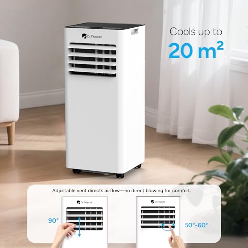 DR.PREPARE Mobiles Klimagerät 7000 BTU mit APP, 4 in 1 Mobile Klimaanlage Tragbare Kühlung, Luftentfeuchter, Ventilator & Schlafmodus mit Fernbedienung, kühlt bis zu 20 m², 1-24H Timer – Bild 3
