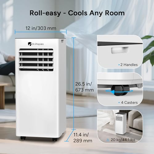 DR.PREPARE Mobiles Klimagerät 7000 BTU mit APP, 4 in 1 Mobile Klimaanlage Tragbare Kühlung, Luftentfeuchter, Ventilator & Schlafmodus mit Fernbedienung, kühlt bis zu 20 m², 1-24H Timer – Bild 5
