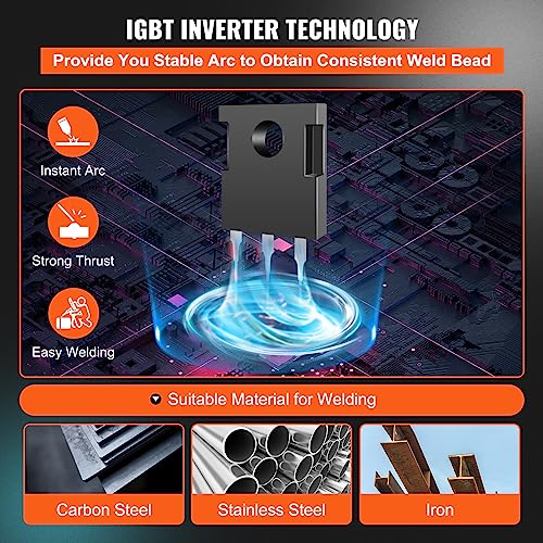 VEVOR MIG/MMA/TIG 3 in 1 Schweißgerät 50–250A Fülldrahtschweißen(0,8 mm & 1 mm) IGBT-Technologie 2,2–12m/min Drahtgeschwindigkeit 5,6 kVA Nenneingangsleistung IP21S Schutzart – Bild 3