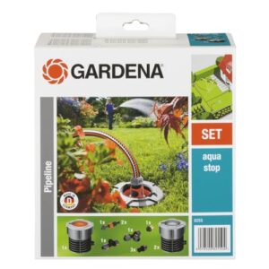Gardena Start-Set für Garten-Pipeline: Witterungsbeständige Wassersteckdosen, frostsicher mit Wasserstop, dauerhaft installiert, Starter Set mit zwei Wasserentnahmestellen (8255-20)