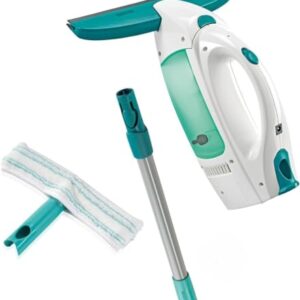 Leifheit Fenstersauger Set Dry & Clean mit Stiel & Einwascher für 360° streifenfreie Reinigung, Fensterreiniger verwendbar bis zu 38 min, Fensterputzer mit Stand-by-Automatik und Click-System