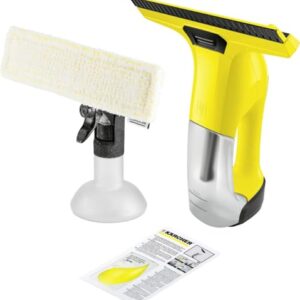 Kärcher Akku-Fenstersauger WV 6 Plus (Extra lange Akkulaufzeit: 100 min, wechselbare Absaugdüse, Sprühflasche mit Mikrofaserbezug, Fensterreiniger-Konzentrat 20 ml, ohne Sonderzubehör)