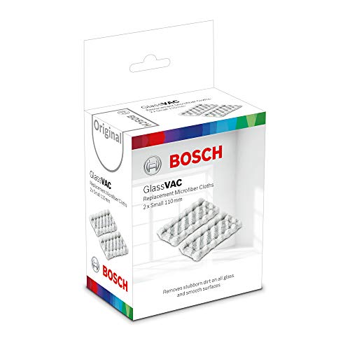 Bosch Home and Garden Akku Fenstersauger GlassVAC (USB Ladegerät, mit Mikrofasertuch, 2 x Aufsatz, 3,6 Volt, 2,0 Ah), Schwarz/Rot/Silber & Bosch F016800574 Kleiner Ersatz-Mikrofaserlappen (2 Stück) – Bild 7