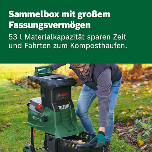 Bosch Turbinenhäcksler AXT 25 TC (2.500 W; geeignet für Holz und harte Gartenabfälle; integrierte Fangbox 53 l; in Karton) – Bild 4