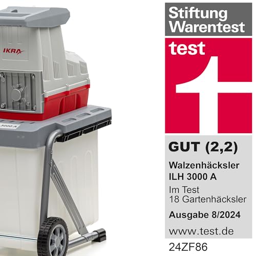 IKRA Elektro Gartenhäcksler Walzenhäcksler ILH 3000 A, starke 3.000W, inkl. Gartenschere & Schutzbrille – Bild 2
